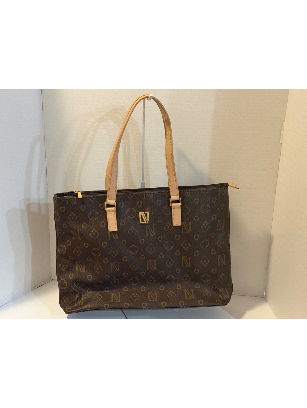Diana Valentino monogram brown tote bag